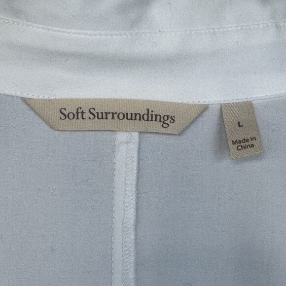 Soft Surroundings White Long Sleeve Embroidered Lace Cuff Button Front Tunic Top - Picture 11 of 14